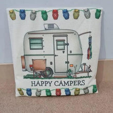 Happy Campers Pillow Cushion - Caravan Style B - Everything Caravans