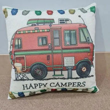 Happy Campers Pillow Cushion - Motor Homer - Everything Caravans