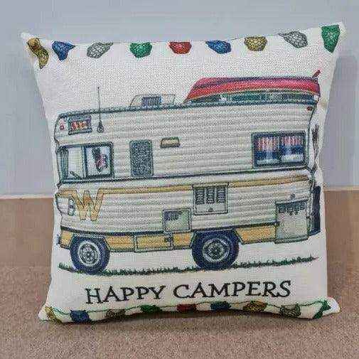 Happy Campers Pillow Cushion - Winnebago - Everything Caravans