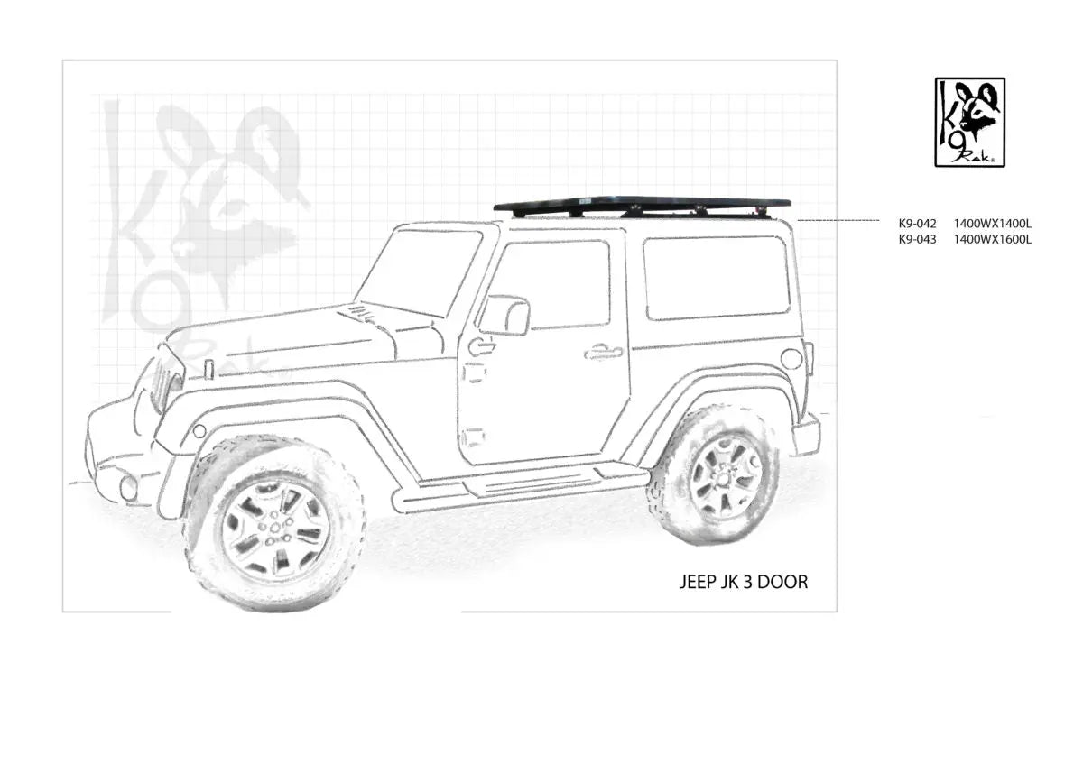 Jeep JK 3 Door K9 Roof Racks advanced expedition roof racks Eezi-Awn
