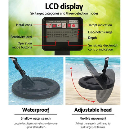 LCD Screen Metal Detector with Headphones - Black - Everything Caravans