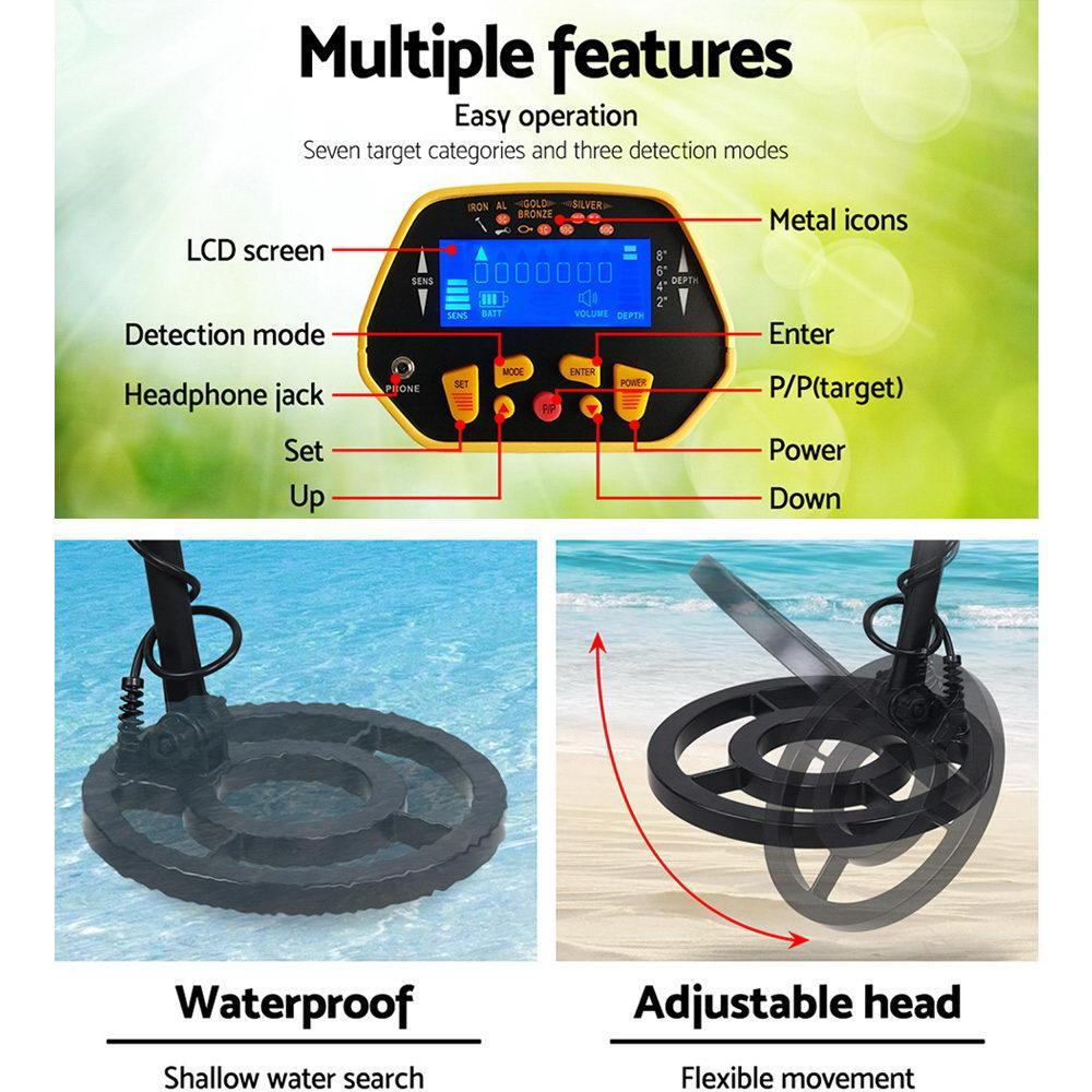 LCD Screen Metal Detector with Headphones Yellow - Everything Caravans