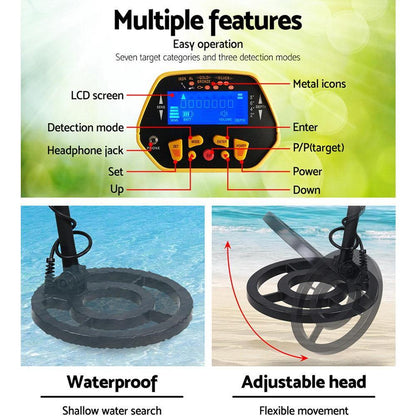 LCD Screen Metal Detector with Headphones Yellow - Everything Caravans