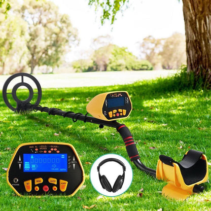 LCD Screen Metal Detector with Headphones Yellow - Everything Caravans