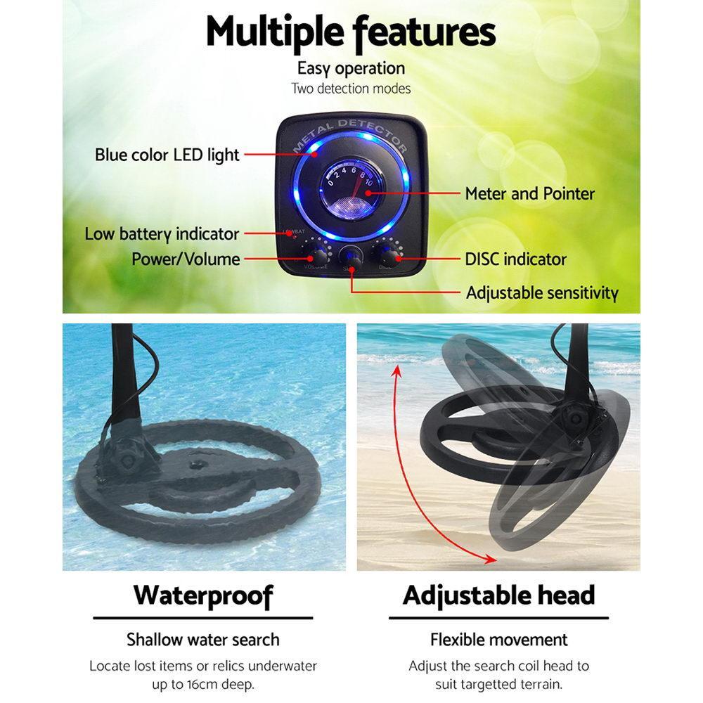 Led Metal Detector with Headphones Black - Everything Caravans
