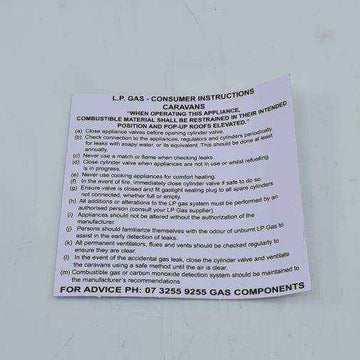 Long Caravan instruction Sticker Label - Everything Caravans