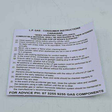 Long Caravan instruction Sticker Label - Everything Caravans