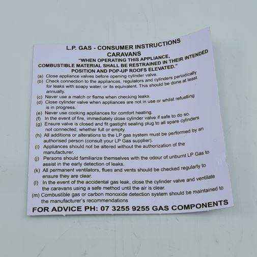 Long Caravan instruction Sticker Label - Everything Caravans