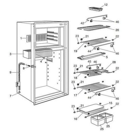 Lower Main Cabinet Shelf for Waeco RPD and Dometic RM4601 RM4605 Set - Everything Caravans