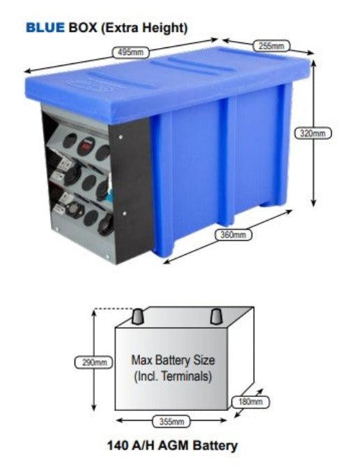 National Luna 12v Auxiliary Battery Box (Blue) - Ideal for Lithium Battery - NLBMS-20112 - Everything Caravans