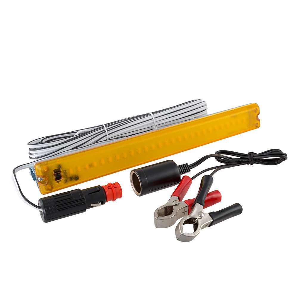 National Luna 27 LED Clip On Yellow Light with Cigarette Socket Battery Clamp National Luna