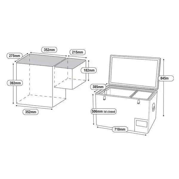 National Luna 50 Litre Legacy Stainless Steel Fridge and Freezer - Dual Zone - Everything Caravans