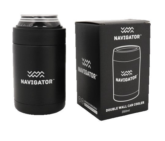 Navigator Gear DOUBLE WALL CAN COOLER - Stainless Steel Black Navigator Gear
