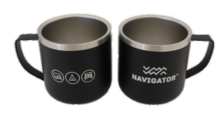 Navigator Gear DOUBLE WALL Espresso Cups Twin Pack - Stainless Steel Black Navigator Gear