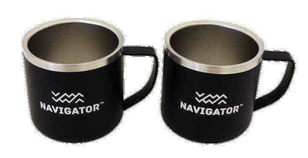 Navigator Gear Double Wall Espresso Cups Twin Pack - Stainless Steel Black - Everything Caravans