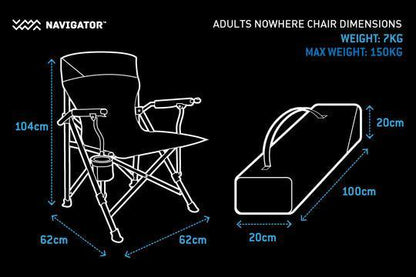 Navigator Gear the Nowhere Chair Adults 150Kg Blue Grey - Everything Caravans