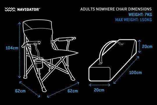 Navigator Gear the Nowhere Chair Kids 6 to 12 YRS Blue Grey - Everything Caravans