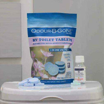Odour B Gone Toilet Fast Release Tablets 50 Tablets with 10 Mini Tabs - Everything Caravans