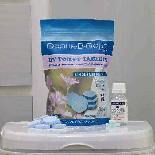Odour B Gone Toilet Fast Release Tablets 50 Tablets with 10 Mini Tabs - Everything Caravans