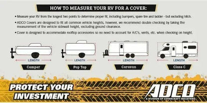 Poptop Caravan Cover 18Ft to 20Ft ADCO Olefin HD 3 Yr Warranty UV Stabilised - Everything Caravans