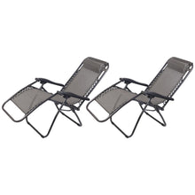 Zero Gravity Chairs Reclining Folding Camping Lounger Grey Set of 2 - Everything Caravans