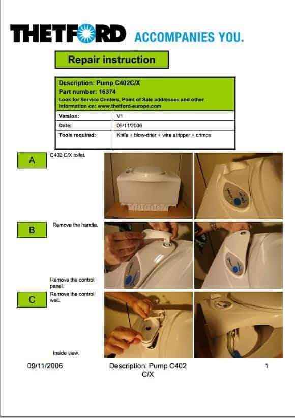 Thetford SC200 C2 C400 C200 C402 Toilet Pump - Everything Caravans