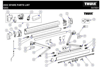 Thule 5200 Awning Lh+Rh End Cap Lead Rail 1500603068 - Everything Caravans