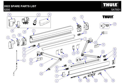 Thule 5200 Awning Lh+Rh Endcap Mainhousing 1500603065 - Everything Caravans