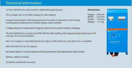 Victron Blue Power Easyplus Compact 12v Model 1600-70-16 - Everything Caravans
