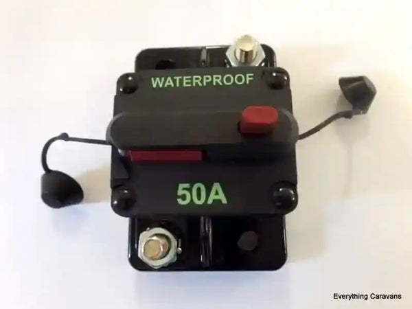Waterproof 50 amp Circuit Breaker Fuse 12v 24v - Everything Caravans