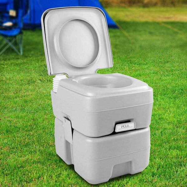 20L Portable Outdoor Camping Toilet - Grey - Everything Caravans