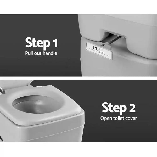 20L Portable Outdoor Camping Toilet with Carry Bag Grey - Everything Caravans