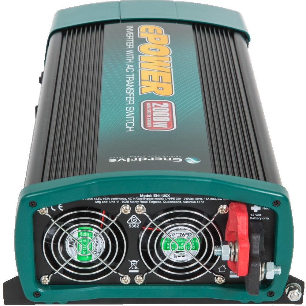 Epower 2000W 12v True Sine Wave Inverter with AC Transfer and Safety Switch - Everything Caravans