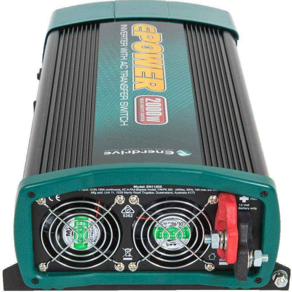 Epower 2000W 12v True Sine Wave Inverter with AC Transfer and Safety Switch - Everything Caravans