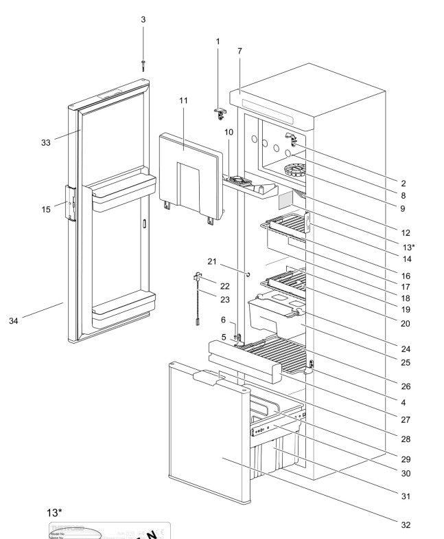 Lower Drawer Divider - Suits Thetford N4141 Fridge - Everything Caravans