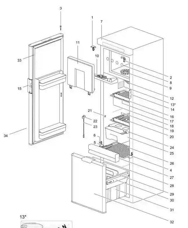 Lower Drawer Divider - Suits Thetford N4141 Fridge - Everything Caravans